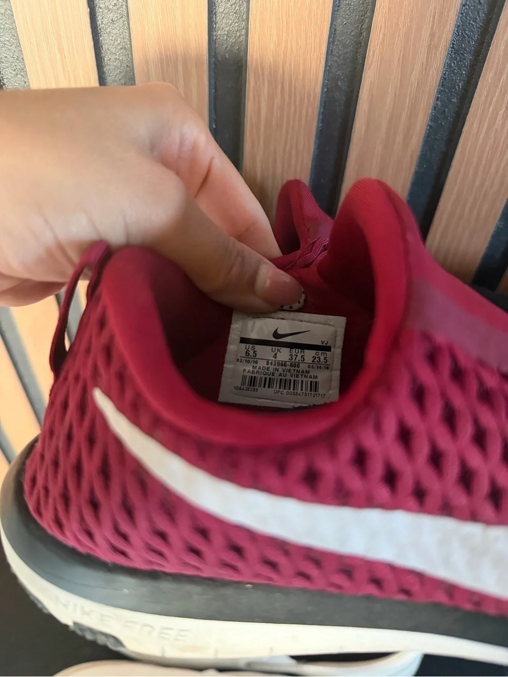 Nike Burgundy Mesh Slip-On Sneakers with White Swoosh
